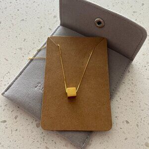 Gold Square Pendant Necklace